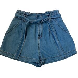 Forever 21 Denim Shorts with Belt Paper Bag Waist  High Rise  Size Large NWT